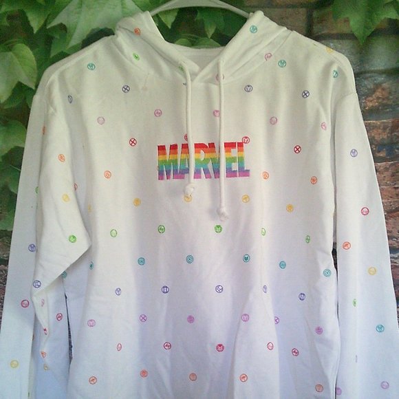 Marvel Pride Collection White Long Sleeve Hoodie - Picture 1 of 5
